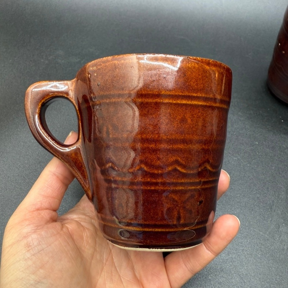 Vintage Marcrest Daisy Dot Pattern USA Stoneware Coffee Mug Solid Heavy 50s 60s - Picture 5 of 16